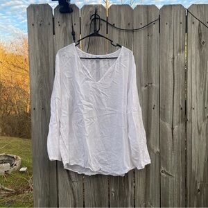 Old Navy XL Coastal Boho White Scoop Neck Blouse